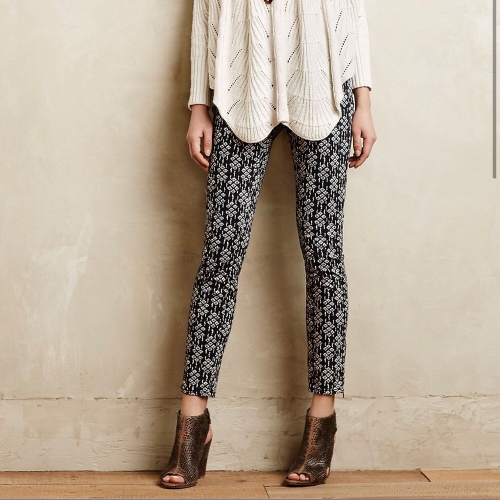 Anthropologie Pilcro and the Letterpress Ankle Zip Serif Sateen Skinny Pants 32